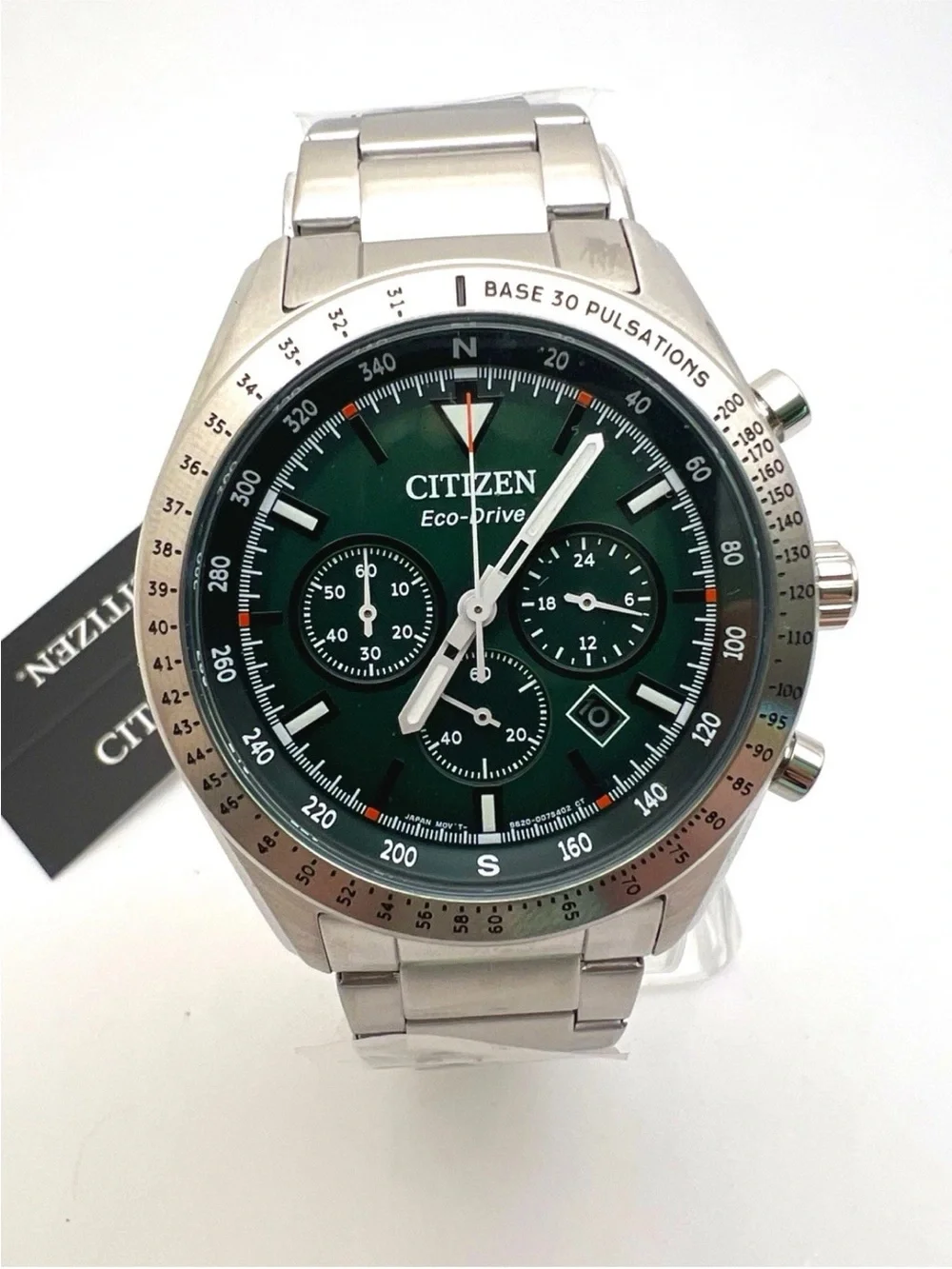 Citizen Eco-Drive Chronograph Green/Silver Stainless Steel Watch